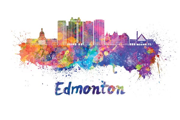 Alberta: Edmonton Skyline In Watercolor II by Paul Rommer