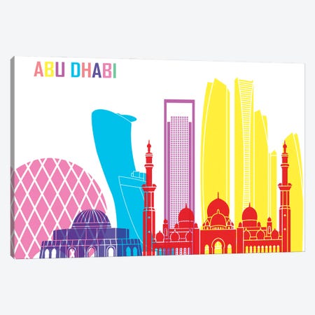 Abu Dhabi II Skyline Pop Canvas Print #PUR2282} by Paul Rommer Canvas Wall Art