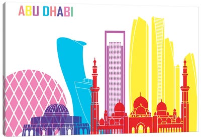 Abu Dhabi II Skyline Pop Canvas Art Print - United Arab Emirates Art