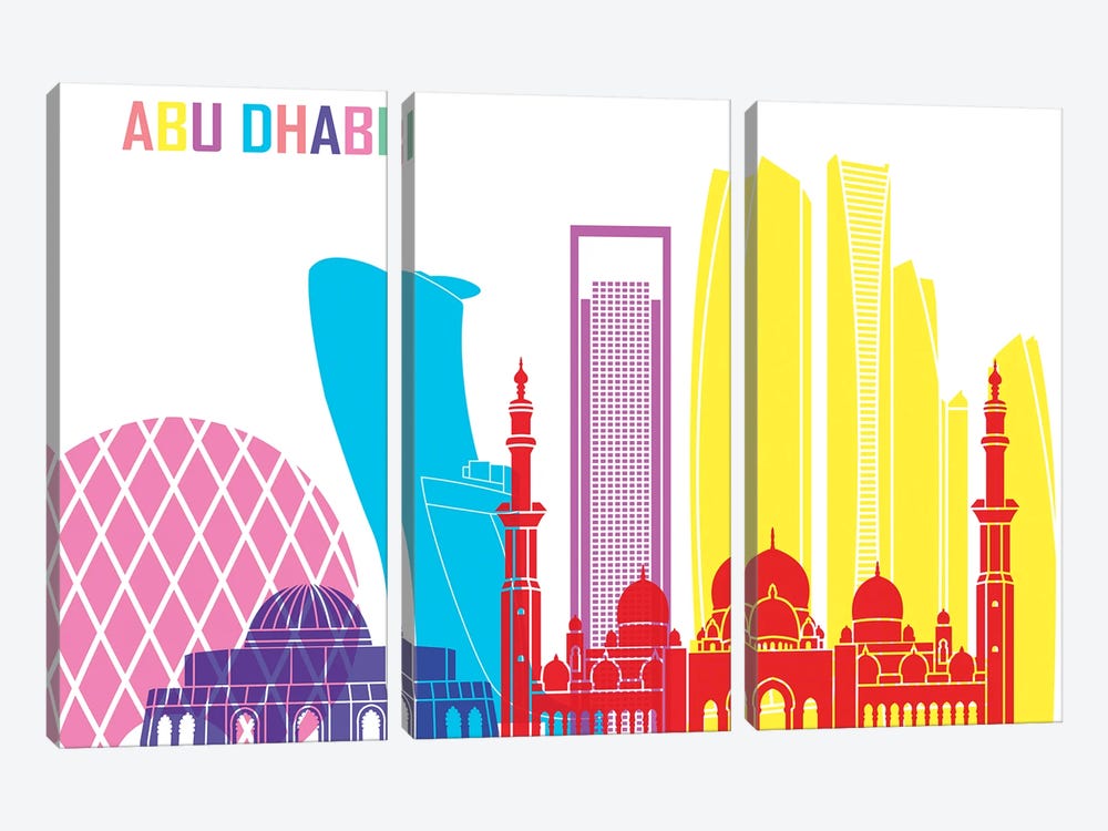 Abu Dhabi II Skyline Pop by Paul Rommer 3-piece Art Print