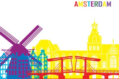 Amsterdam Skyline Pop by Paul Rommer multi panel art