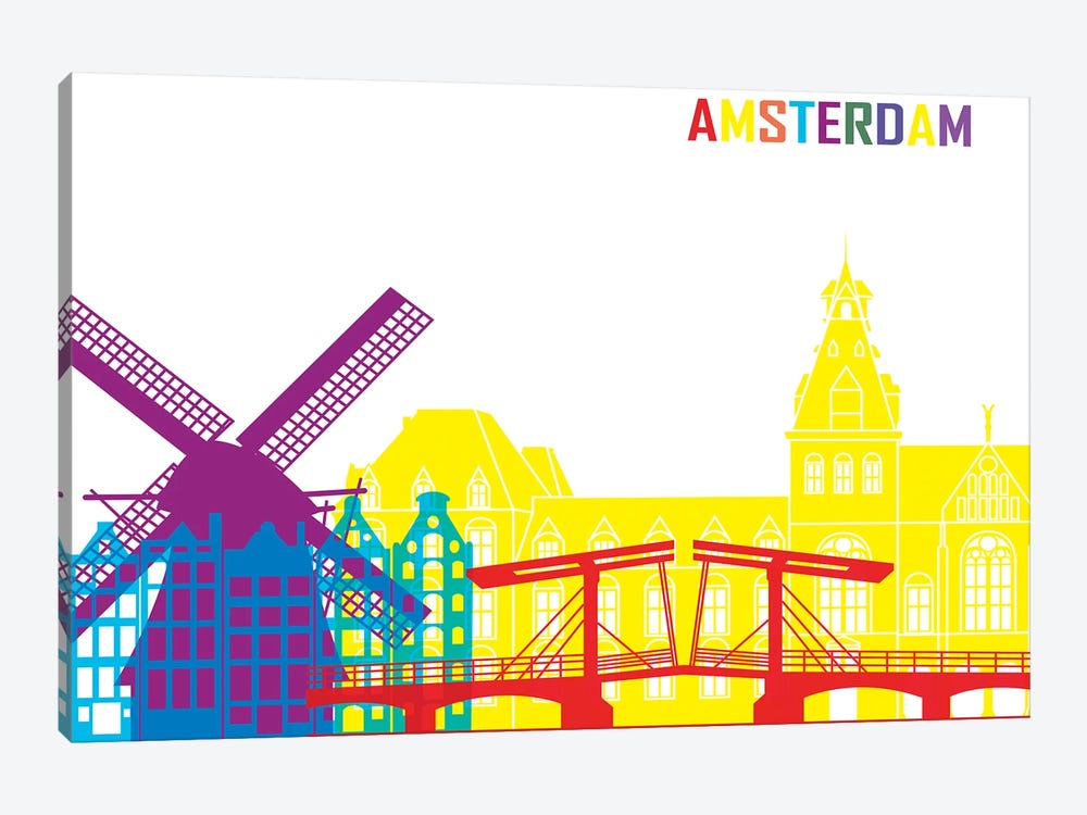 Amsterdam Skyline Pop by Paul Rommer 1-piece Canvas Art
