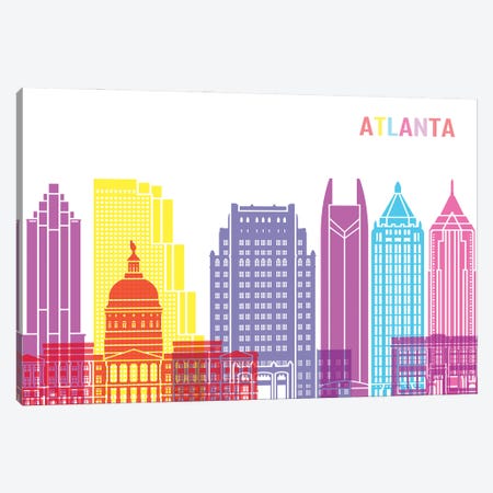 Atlanta II Skyline Pop Canvas Print #PUR2294} by Paul Rommer Canvas Art