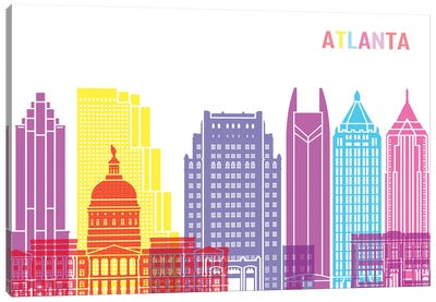 Atlanta II Skyline Pop Canvas Art Print - Atlanta Skylines