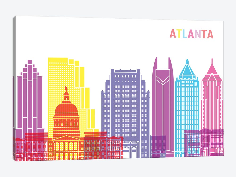 Atlanta II Skyline Pop by Paul Rommer 1-piece Canvas Wall Art