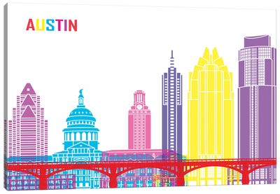 Austin Skyline Pop Canvas Art Print - Austin Art