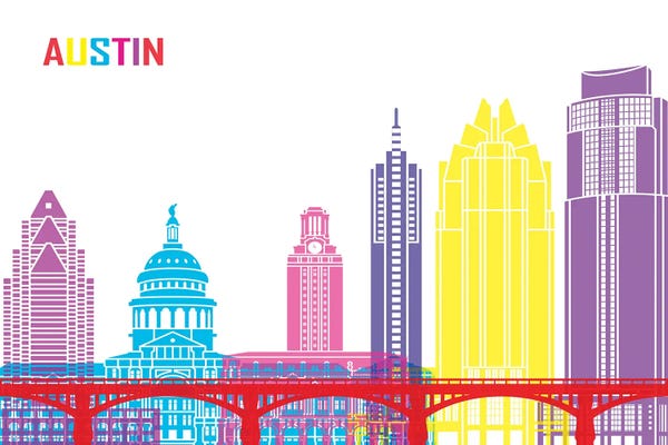 Canvas Print: Austin Skyline Pop by Paul Rommer
