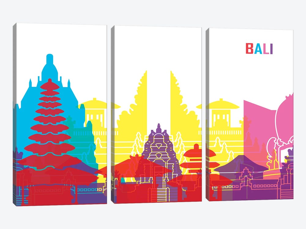 Bali Skyline Pop by Paul Rommer 3-piece Canvas Artwork