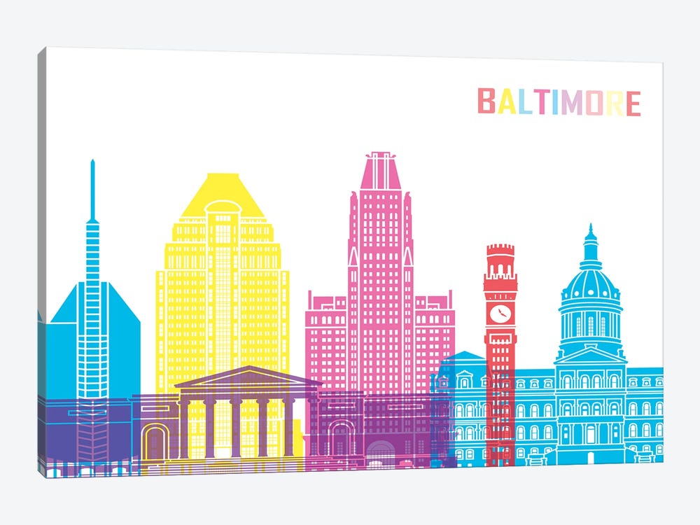 Baltimore II Skyline Pop by Paul Rommer 1-piece Canvas Print