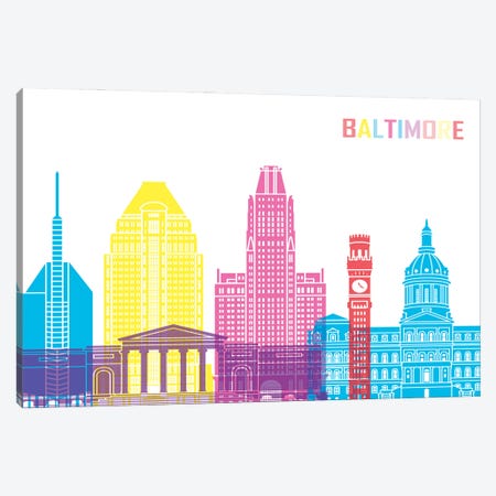 Baltimore II Skyline Pop Canvas Print #PUR2297} by Paul Rommer Canvas Art