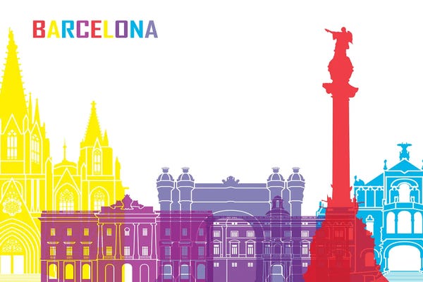 Catalonia: Barcelona Skyline Pop by Paul Rommer