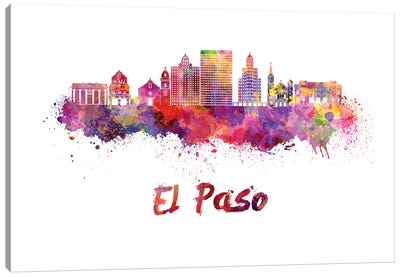 El Paso Skyline In Watercolor II Canvas Art Print