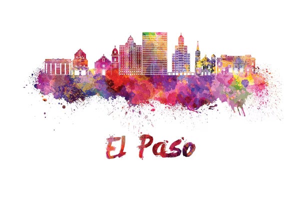 El Paso: El Paso Skyline In Watercolor II by Paul Rommer