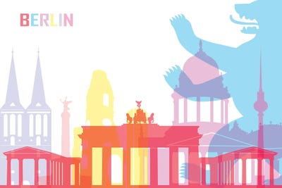 Berlin Skyline Pop by Paul Rommer multi panel art