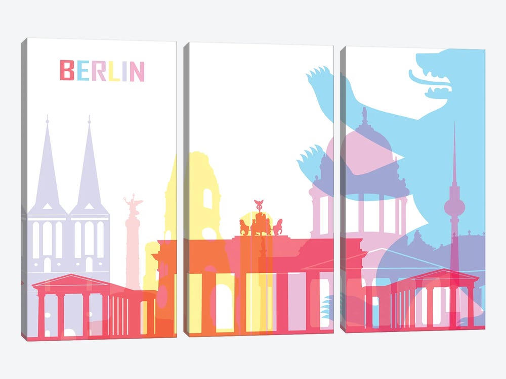 Berlin Skyline Pop by Paul Rommer 3-piece Art Print