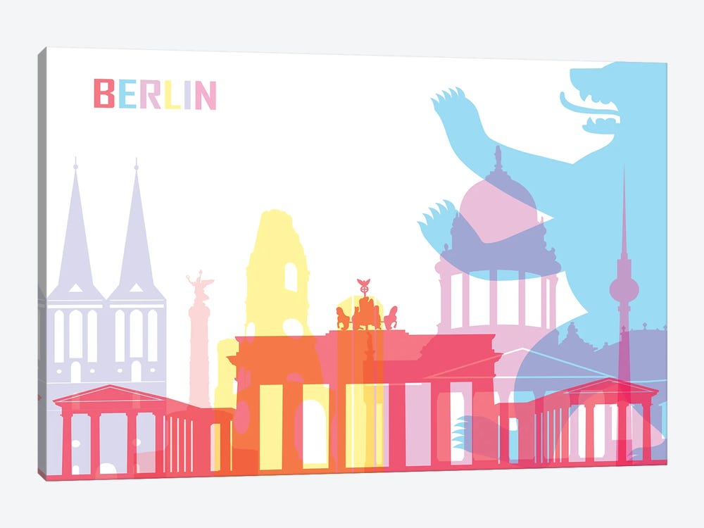 Berlin Skyline Pop by Paul Rommer 1-piece Art Print