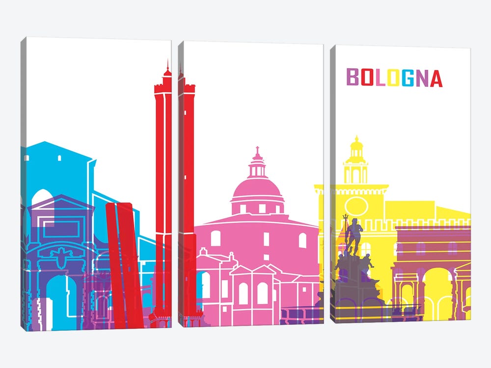 Bologna Skyline Pop by Paul Rommer 3-piece Canvas Print