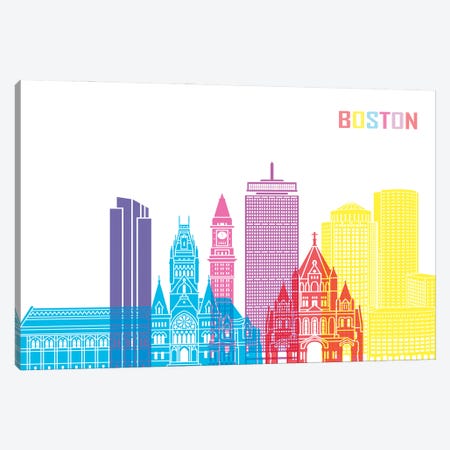 Boston II Skyline Pop Canvas Print #PUR2313} by Paul Rommer Canvas Wall Art
