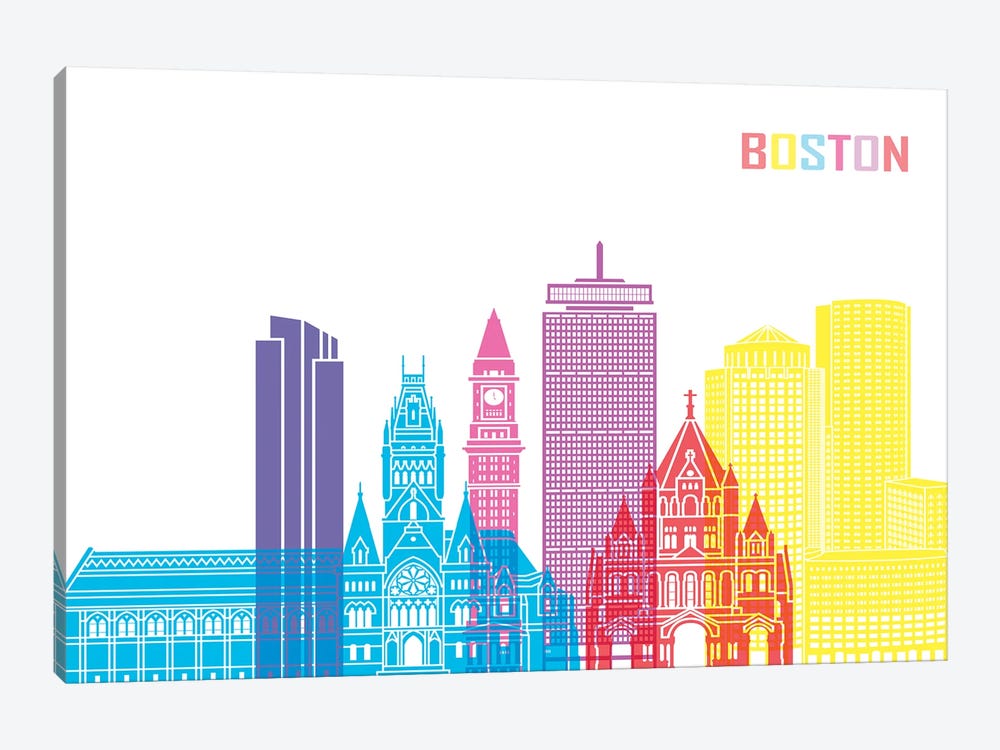 Boston II Skyline Pop by Paul Rommer 1-piece Canvas Artwork