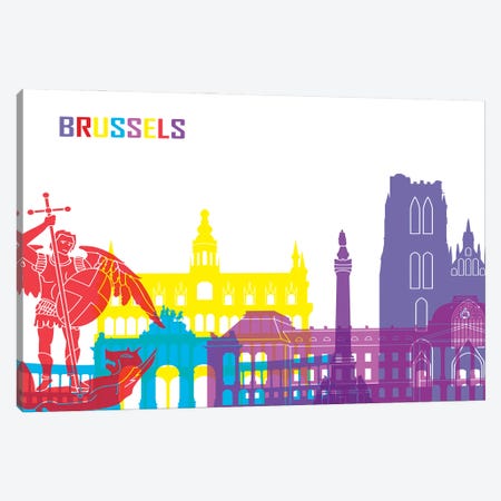 Brussels Skyline Pop Canvas Print #PUR2321} by Paul Rommer Canvas Art Print