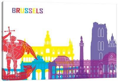 Brussels Skyline Pop Canvas Art Print - Brussels