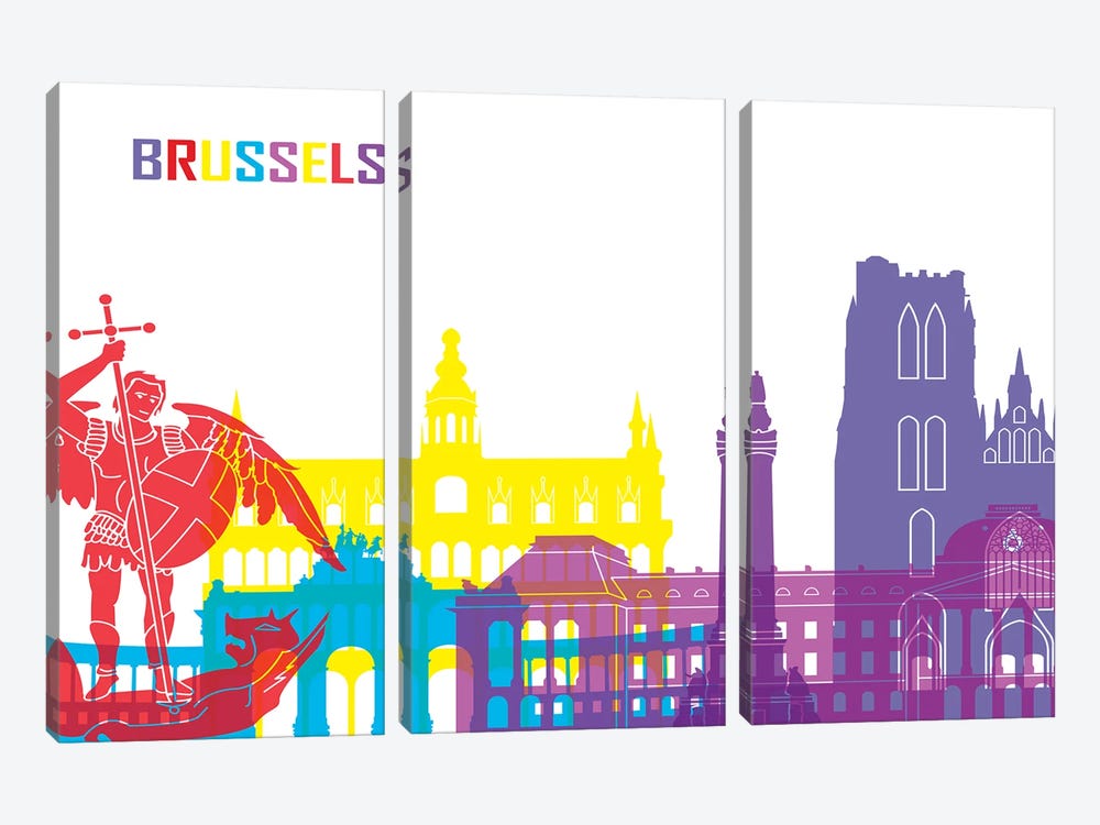 Brussels Skyline Pop by Paul Rommer 3-piece Art Print