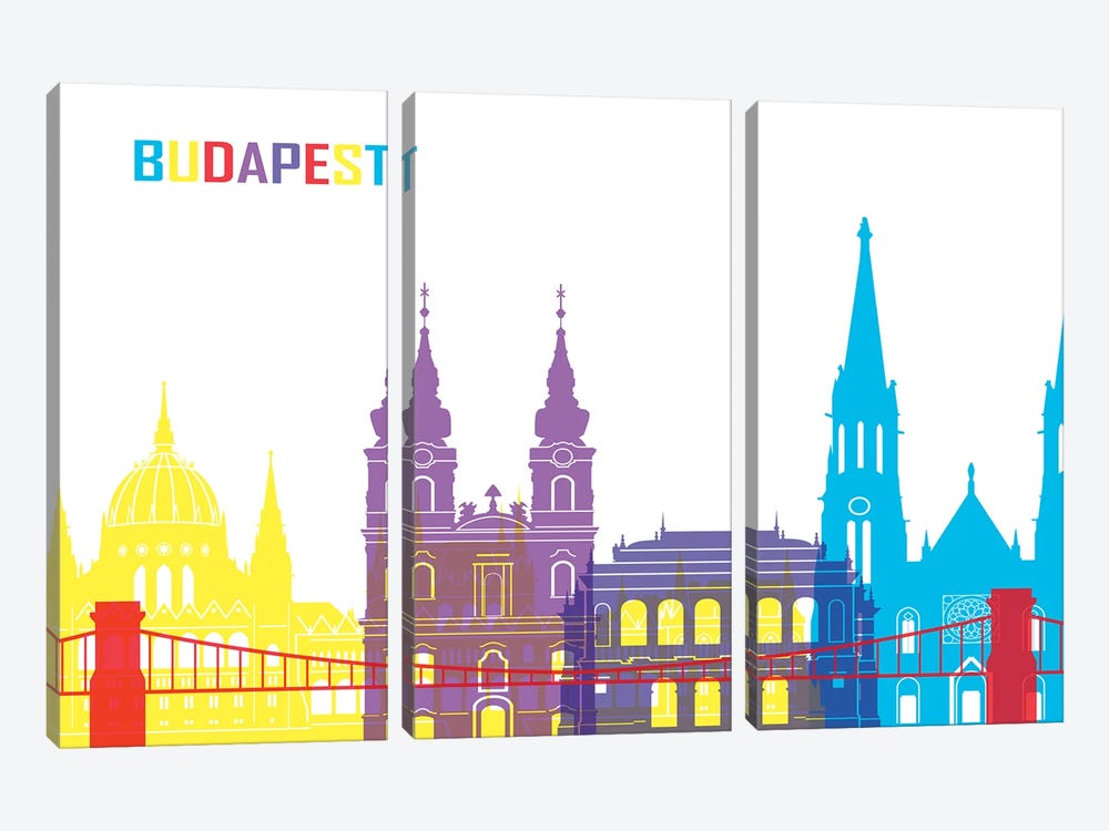 Budapest Skyline Pop by Paul Rommer 3-piece Art Print