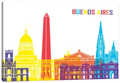 Buenos Aires Skyline Pop Canvas Art Print - Argentina Art