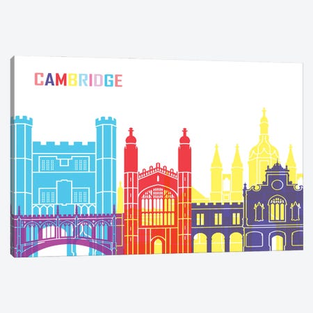 Cambridge Skyline Pop Canvas Print #PUR2330} by Paul Rommer Canvas Wall Art