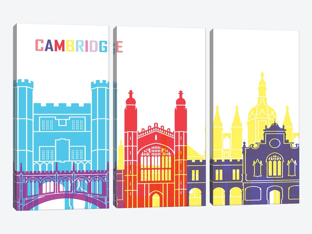 Cambridge Skyline Pop by Paul Rommer 3-piece Canvas Print