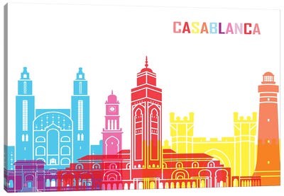 Casablanca Skyline Pop Canvas Art Print - Morocco
