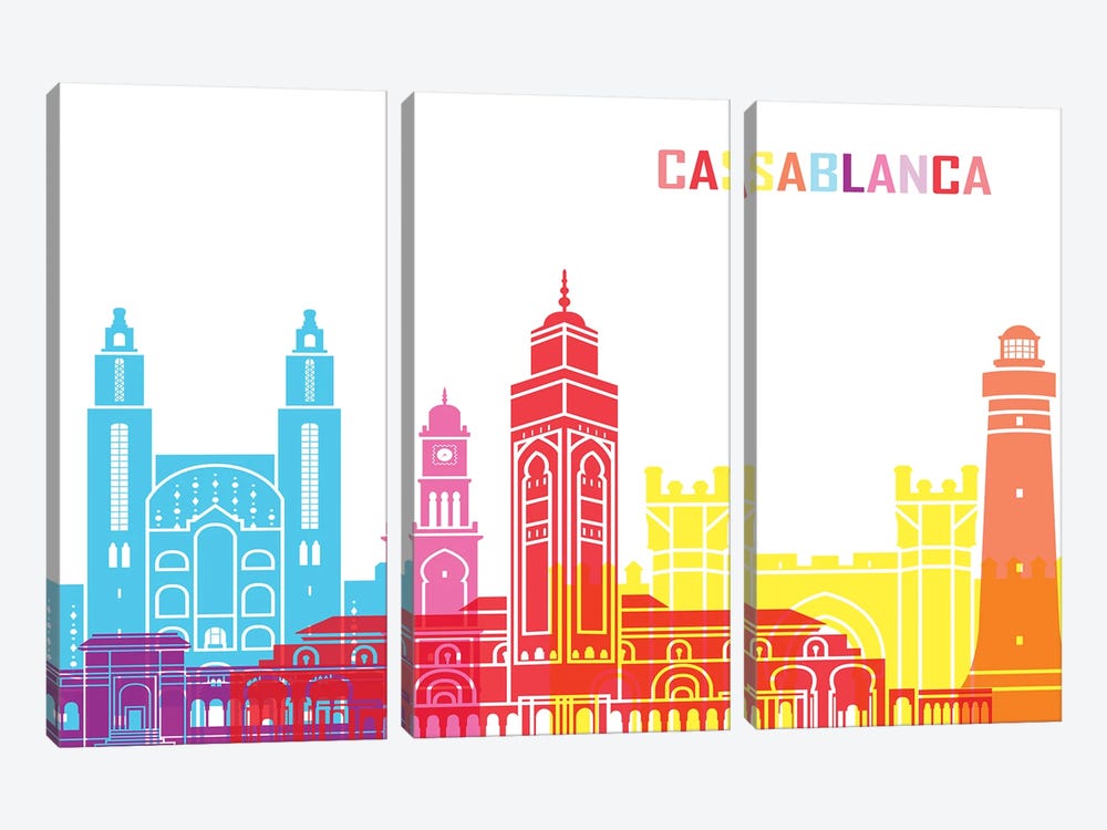 Casablanca Skyline Pop by Paul Rommer 3-piece Canvas Artwork