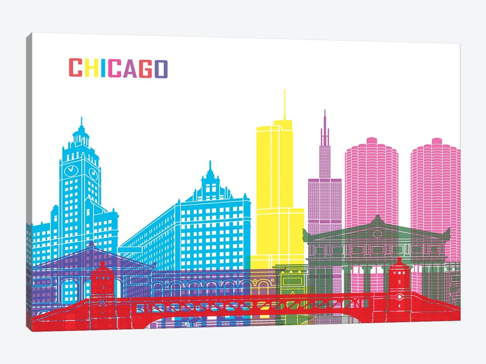 Chicago Skyline Pop by Paul Rommer 1-piece Canvas Art Print