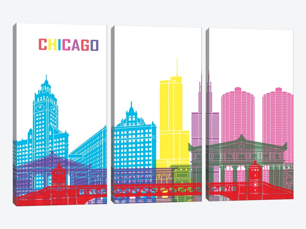 Chicago Skyline Pop by Paul Rommer 3-piece Art Print
