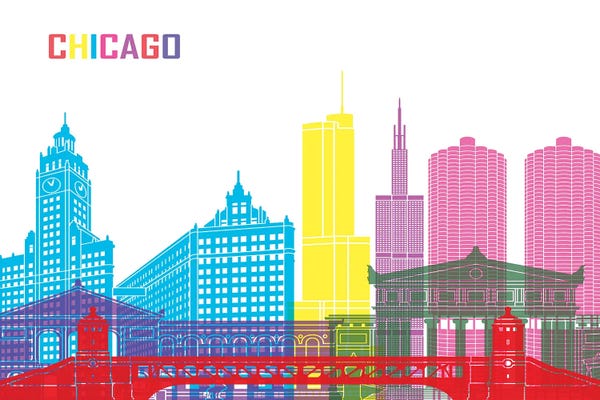 Canvas Print: Chicago Skyline Pop by Paul Rommer