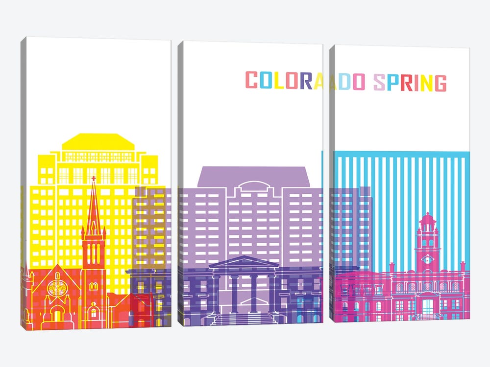 Colorado Spring II Skyline Pop by Paul Rommer 3-piece Canvas Artwork