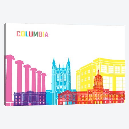 Columbia Mo Skyline Pop Canvas Print #PUR2341} by Paul Rommer Canvas Art Print
