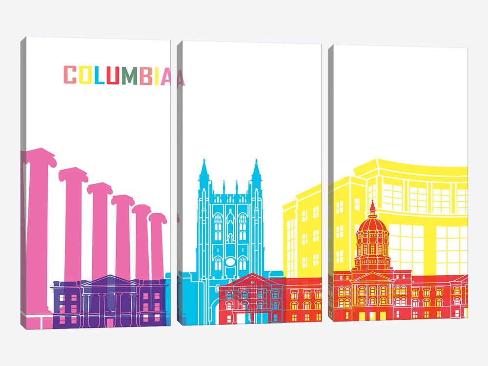 Columbia Mo Skyline Pop by Paul Rommer 3-piece Art Print