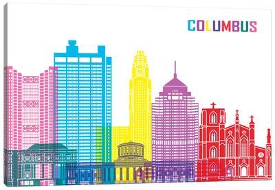 Columbus Skyline Pop Canvas Art Print - Ohio Art