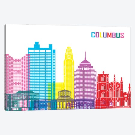 Columbus Skyline Pop Canvas Print #PUR2342} by Paul Rommer Canvas Print