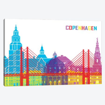 Copenhagen Skyline Pop Canvas Print #PUR2344} by Paul Rommer Canvas Artwork