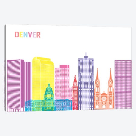 Denver II Skyline Pop Canvas Print #PUR2352} by Paul Rommer Canvas Artwork