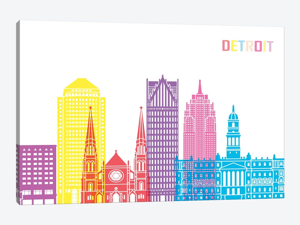 Detroit II Skyline Pop by Paul Rommer 1-piece Art Print