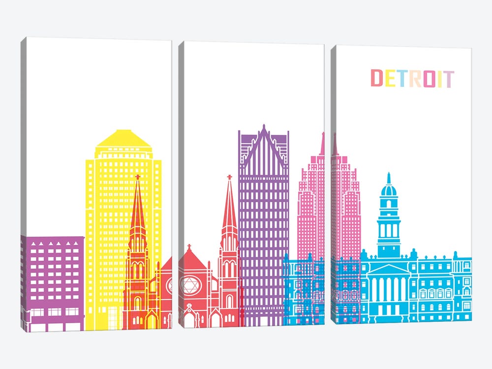 Detroit II Skyline Pop by Paul Rommer 3-piece Art Print