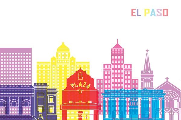 Canvas Print: El Paso II Skyline Pop by Paul Rommer