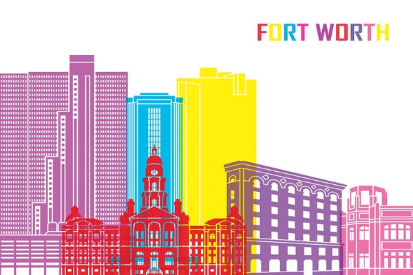 Fort Worth: Fort Worth Skyline Pop by Paul Rommer