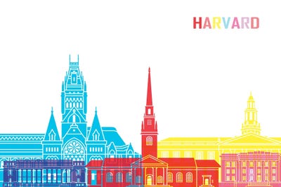 Harvard Ma Skyline Pop by Paul Rommer framed canvas print