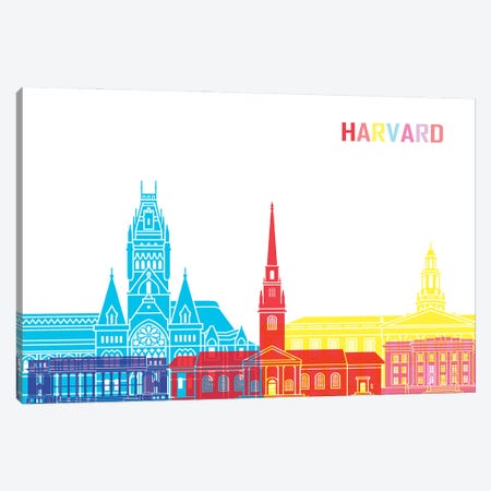 Harvard Ma Skyline Pop Canvas Print #PUR2383} by Paul Rommer Art Print