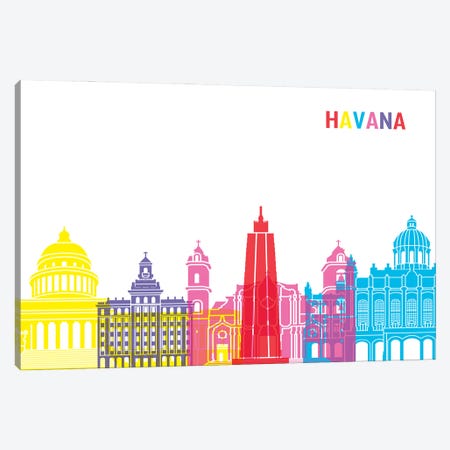 Havana Skyline Pop Canvas Print #PUR2384} by Paul Rommer Canvas Wall Art