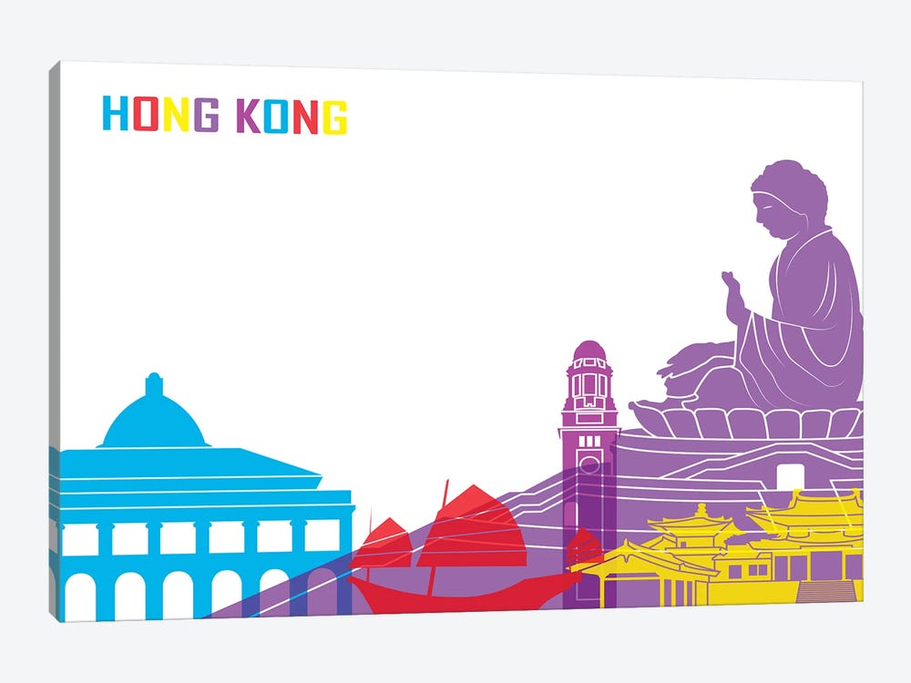 Hong Kong Skyline Pop by Paul Rommer 1-piece Canvas Print